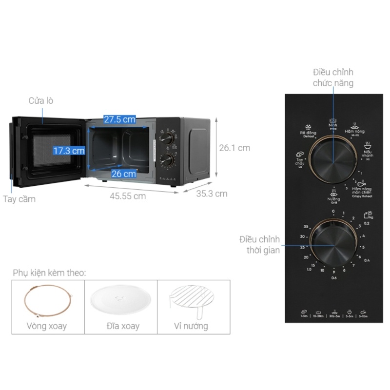 Lò vi sóng có nướng Electrolux EMG20K22B 20 lít