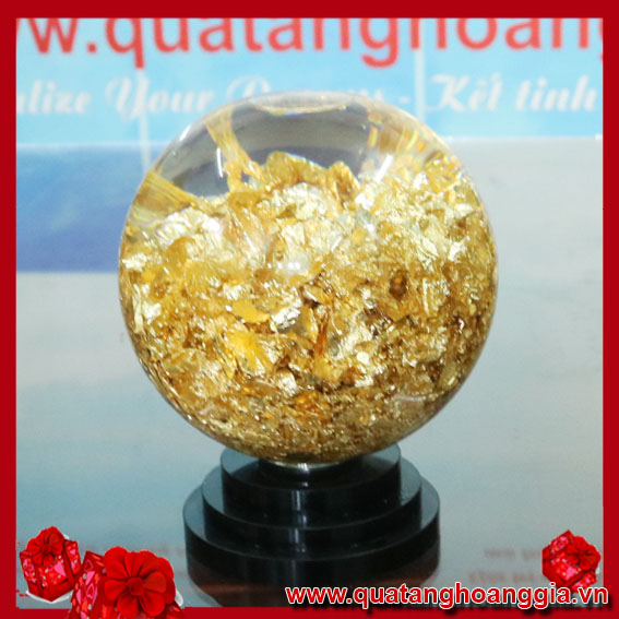 QCD92 Quả Cầu Phong Thủy Vàng Lá 24K Đường kính 10Cm