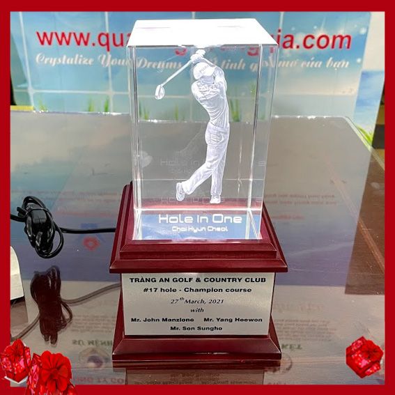 CG102 Hole In One Golf Trophy Crytal Cúp Golf Cao Cấp