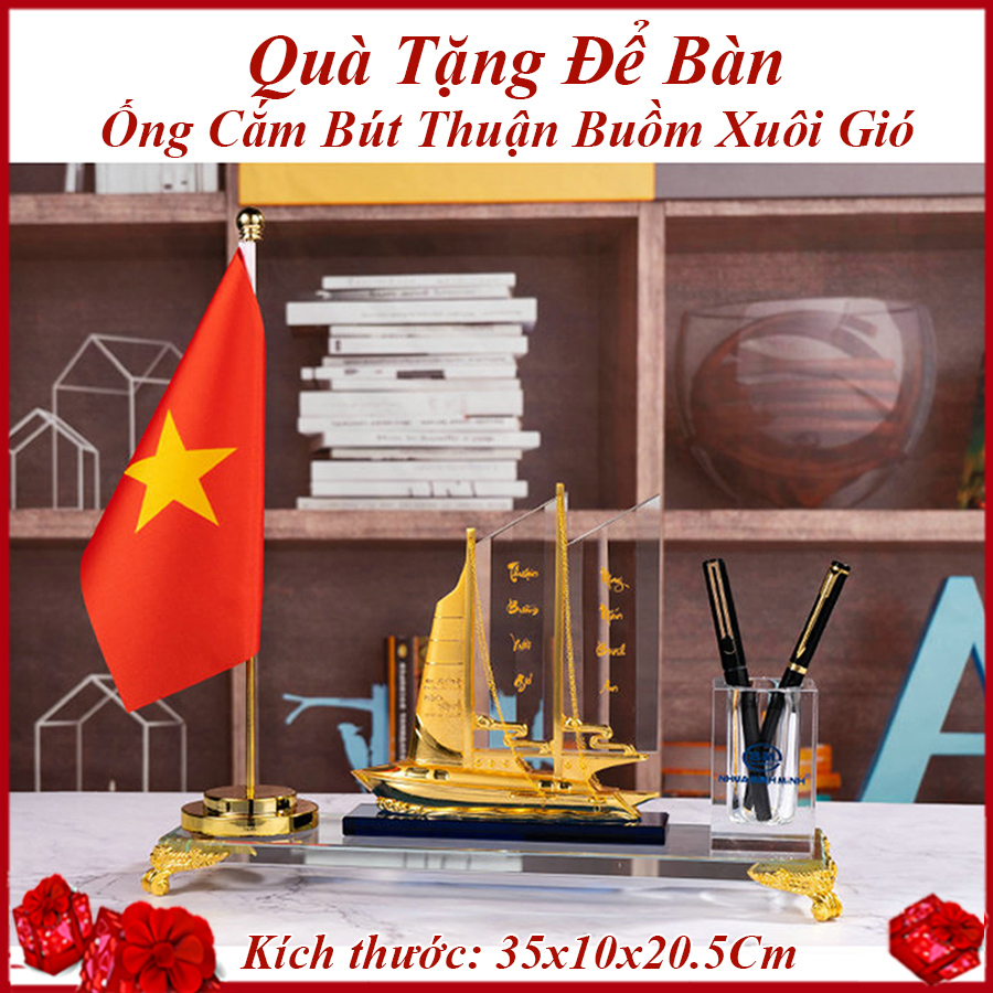 Bộ Cắm Bút Pha Lê Thuyền Buồm Phong Thủy Quà Tặng Để Bàn Ý Nghĩa Và Sang Trọng