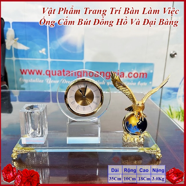 Vật Phẩm Trang Trí Bàn Làm Việc Đồng Hồ Và Đại Bàng CB103