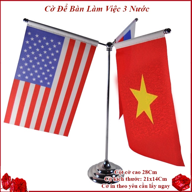 Cờ để bàn làm việc 3 nước CĐB89