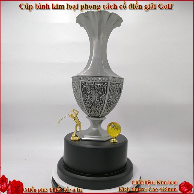 Cúp bình kim loại phong cách cổ điển giải Golf CG292A