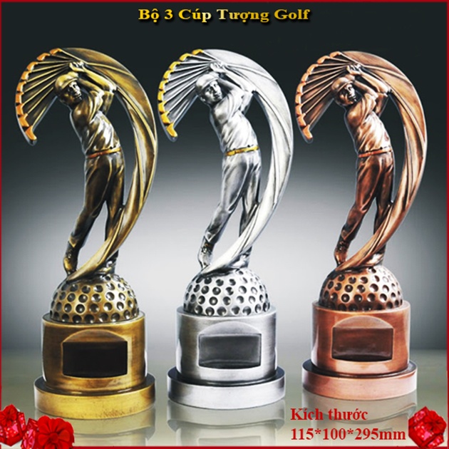 Bộ 3 Cúp Tượng Golf quà tặng cho Golfer CG205