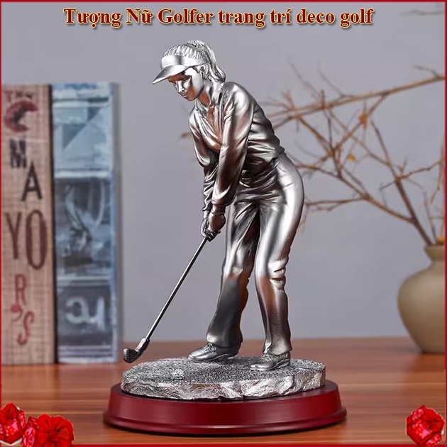 Tượng Nữ Golfer trang trí deco golf CG222