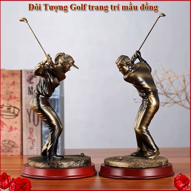 Đôi Tượng Golf trang trí mầu đồng CG220