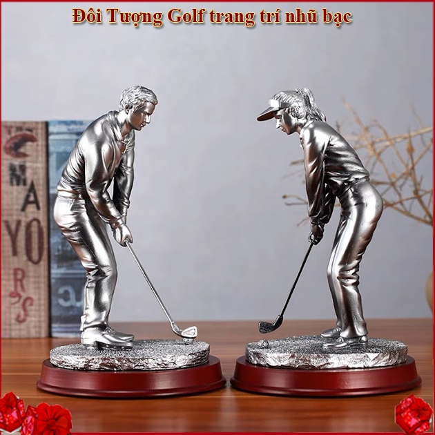 Đôi Tượng Golf trang trí nhũ bạc CG221