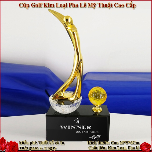 Cúp Golf Kim Loại Pha Lê Mỹ Thuật Cao Cấp.CG310A