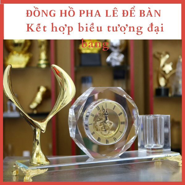 Đồng Hồ Để Bàn Pha Lê Kết Hợp Biểu Tượng Đại Bàng ĐHĐB107