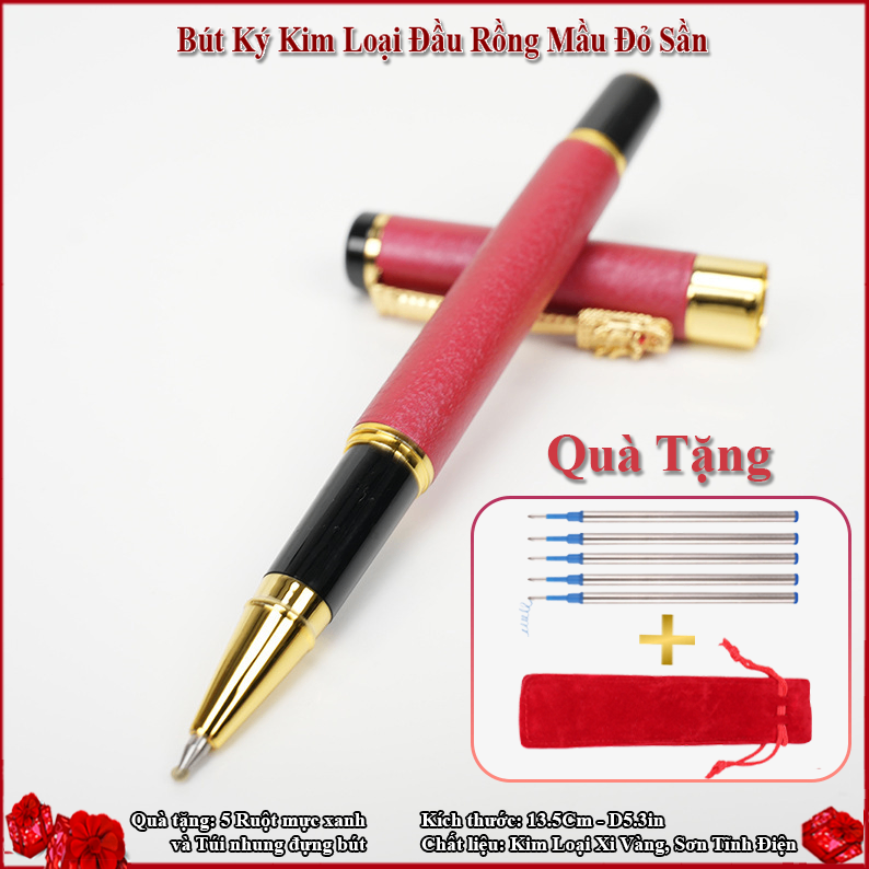 BÚT KÝ KIM LOẠI ĐẦU RỒNG MÀU ĐỎ SẦN BQT 38B