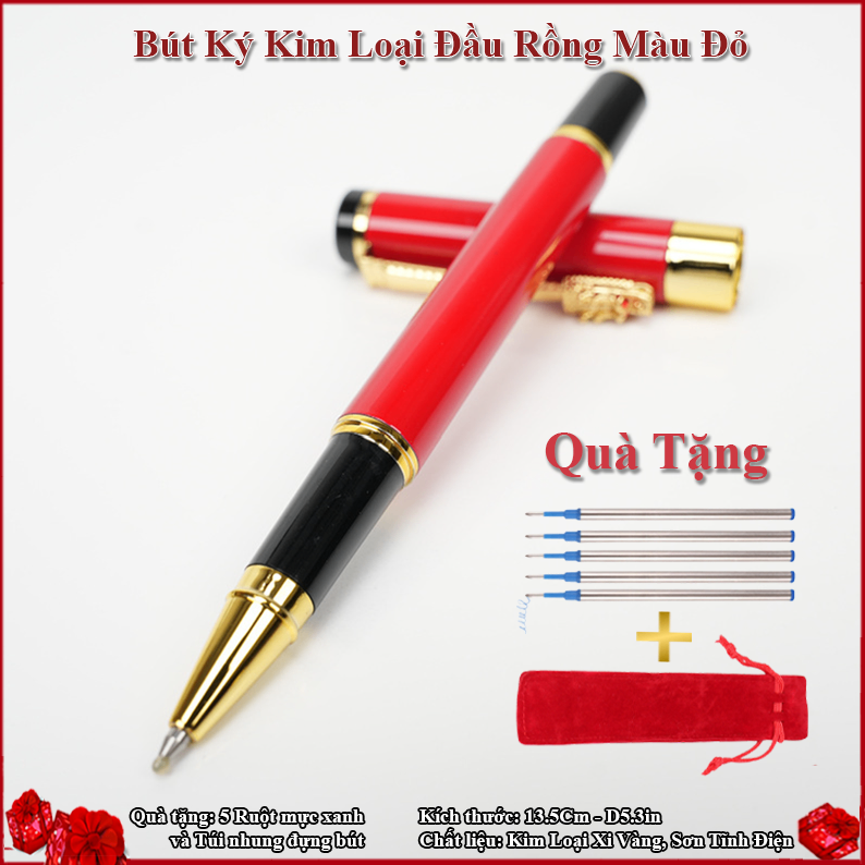 BÚT KÝ KIM LOẠI ĐẦU RỒNG MÀU ĐỎ BQT 39B