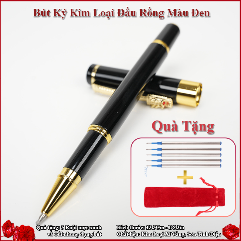 BÚT KÝ KIM LOẠI ĐẦU RỒNG MÀU ĐEN BQT 41A