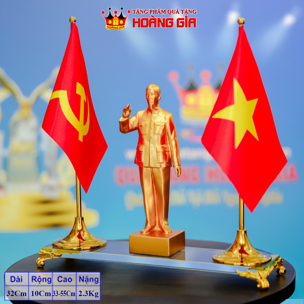 Bộ Để Bàn Làm Việc Lãnh Đạo Cơ Quan Đảng Nhà Nước Cờ Để Bàn Tượng Bác Hồ CĐB 104A