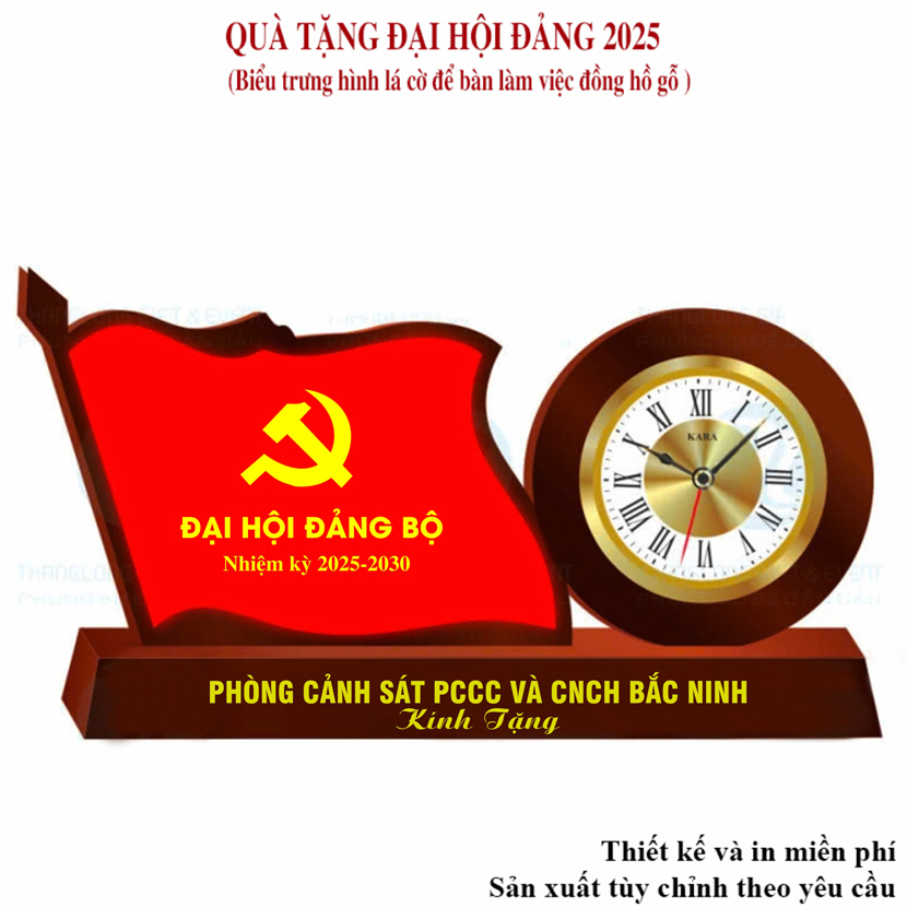 Đồng Hồ Gỗ Pha Lê Để Bàn Làm Việc