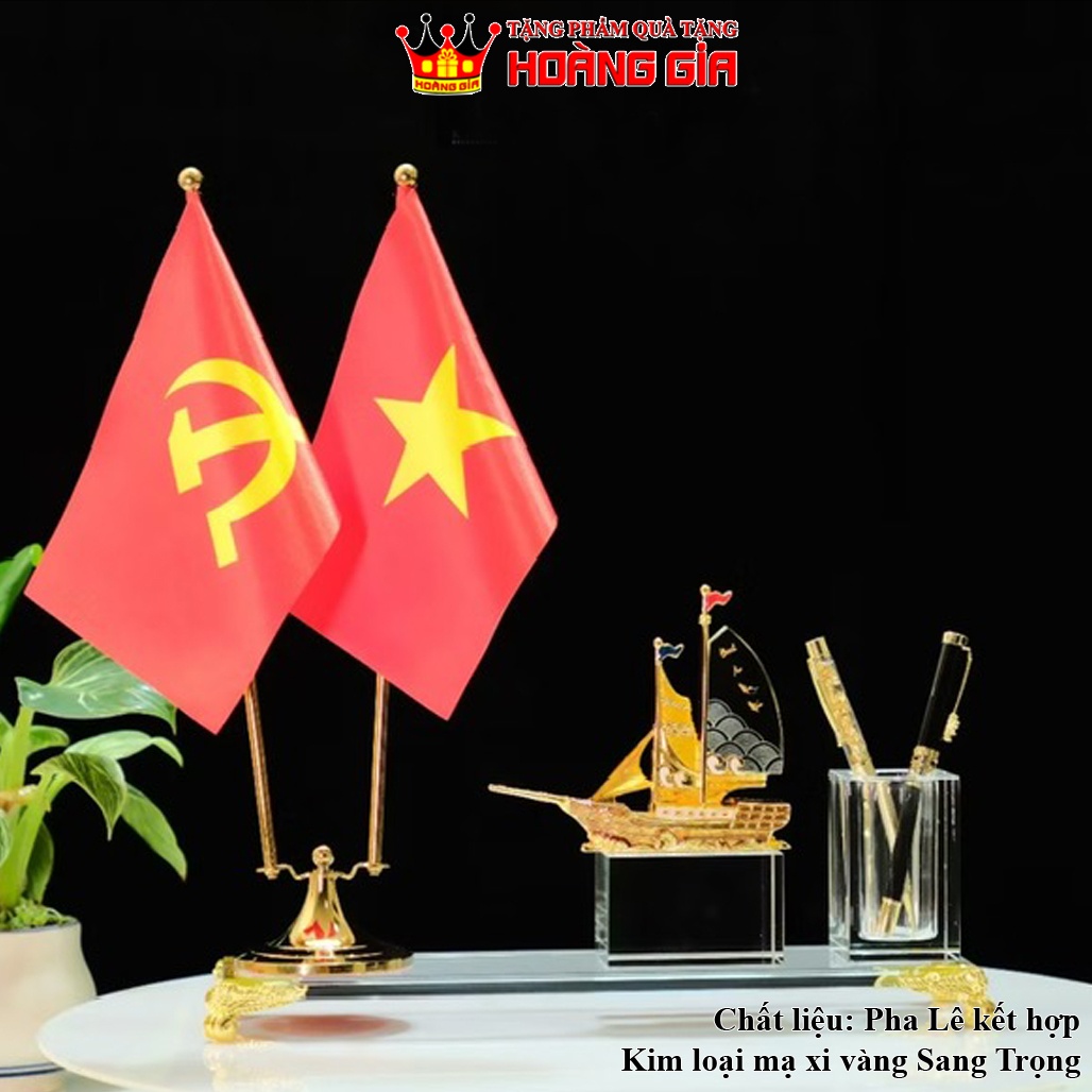 Vật Phẩm Để Bàn Làm Việc Cắm Bút Thuyền Buồm Phong Thủy Pha Lê