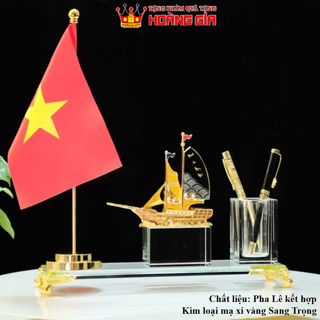 Bộ Cắm Bút Thuyền Buồm Phong Thủy Pha Lê Vật Phẩm Phong Thủy Để Bàn Làm Việc