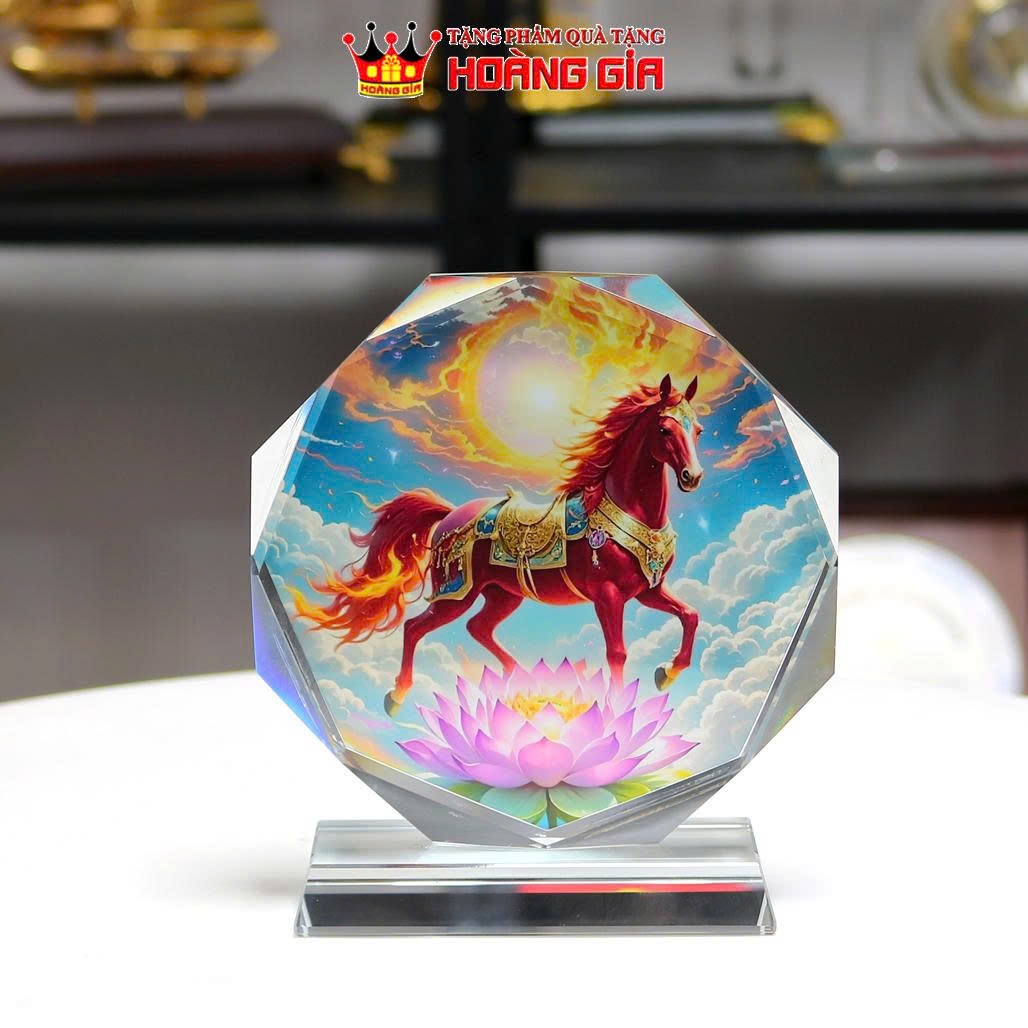 BTPL13 Biểu Trưng Trang Trí Bát Giác Pha Lê 12Cm