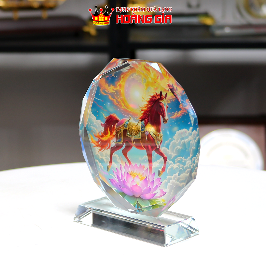 BTPL13 Biểu Trưng Trang Trí Bát Giác Pha Lê 12Cm