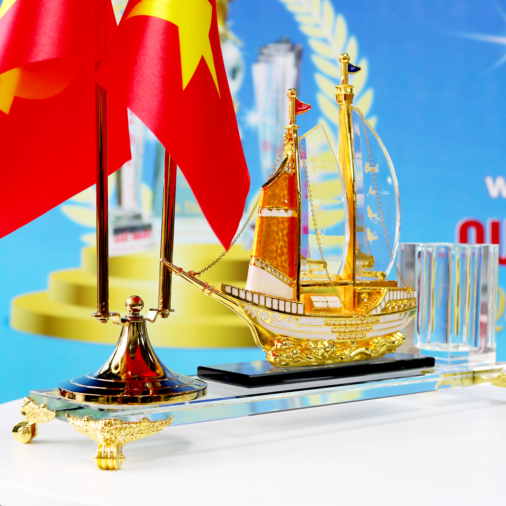 Bộ Để Bàn Pha Lê Ống Cắm Bút Cao Cấp Quà Tặng Doanh Nhân Tính Tế Sáng TRọng QDN 77