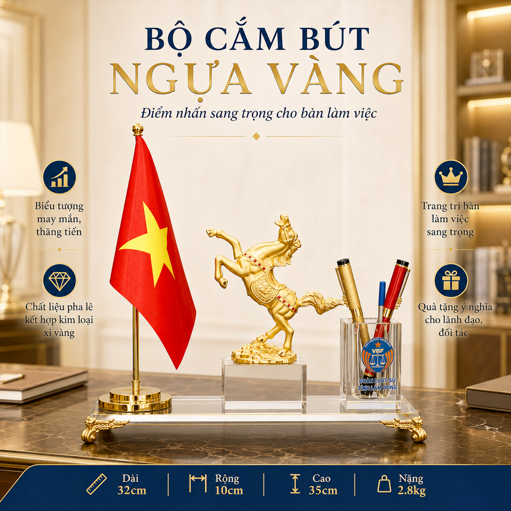 Bộ cắm bút Mã Đáo Thành Công Cờ Tổ Quốc Để Bàn Làm Việc