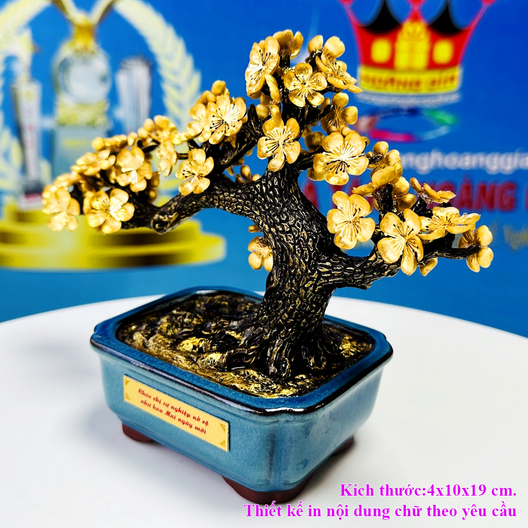 Chậu Hoa Mai Dát Vàng 24K QTV 29