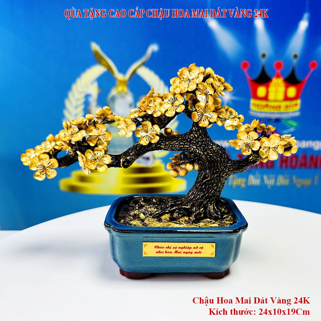 Chậu Hoa Mai Dát Vàng 24K QTV 29