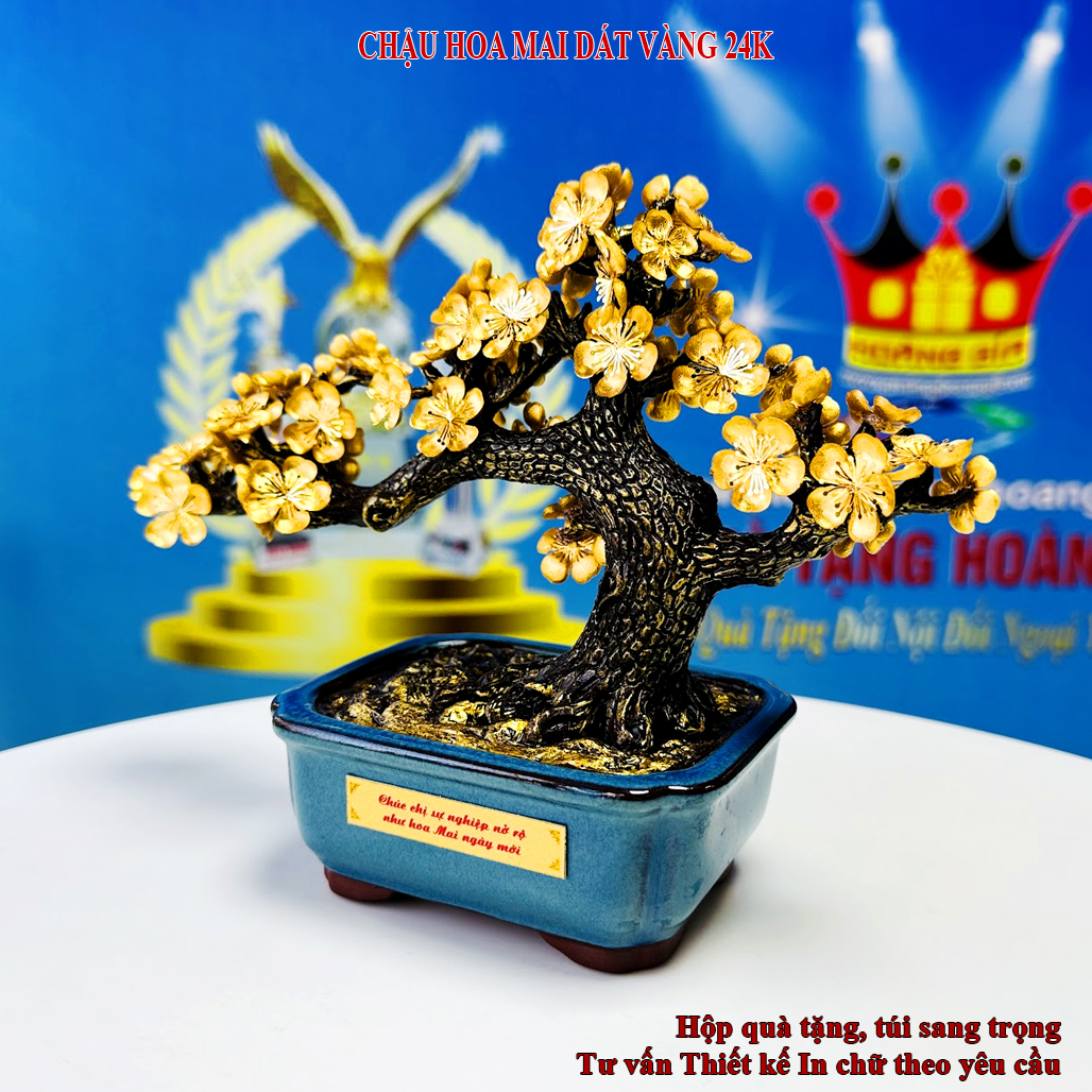 Chậu Hoa Mai Dát Vàng 24K QTV 29