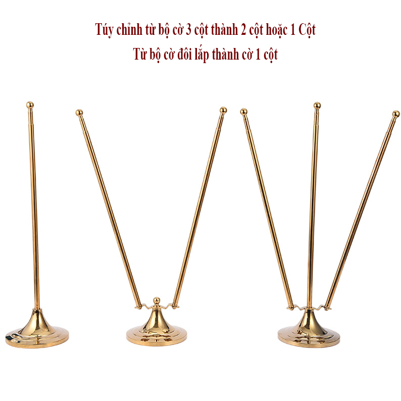 Cờ Để Bàn Làm Việc Đế Inox Vàng Sang Trọng CĐB 120A