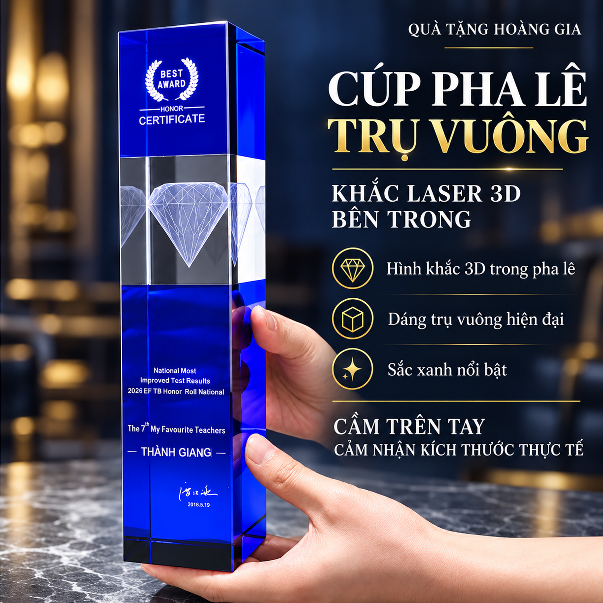 Cúp Pha Lê Cao Cấp Trụ Vông CVD29