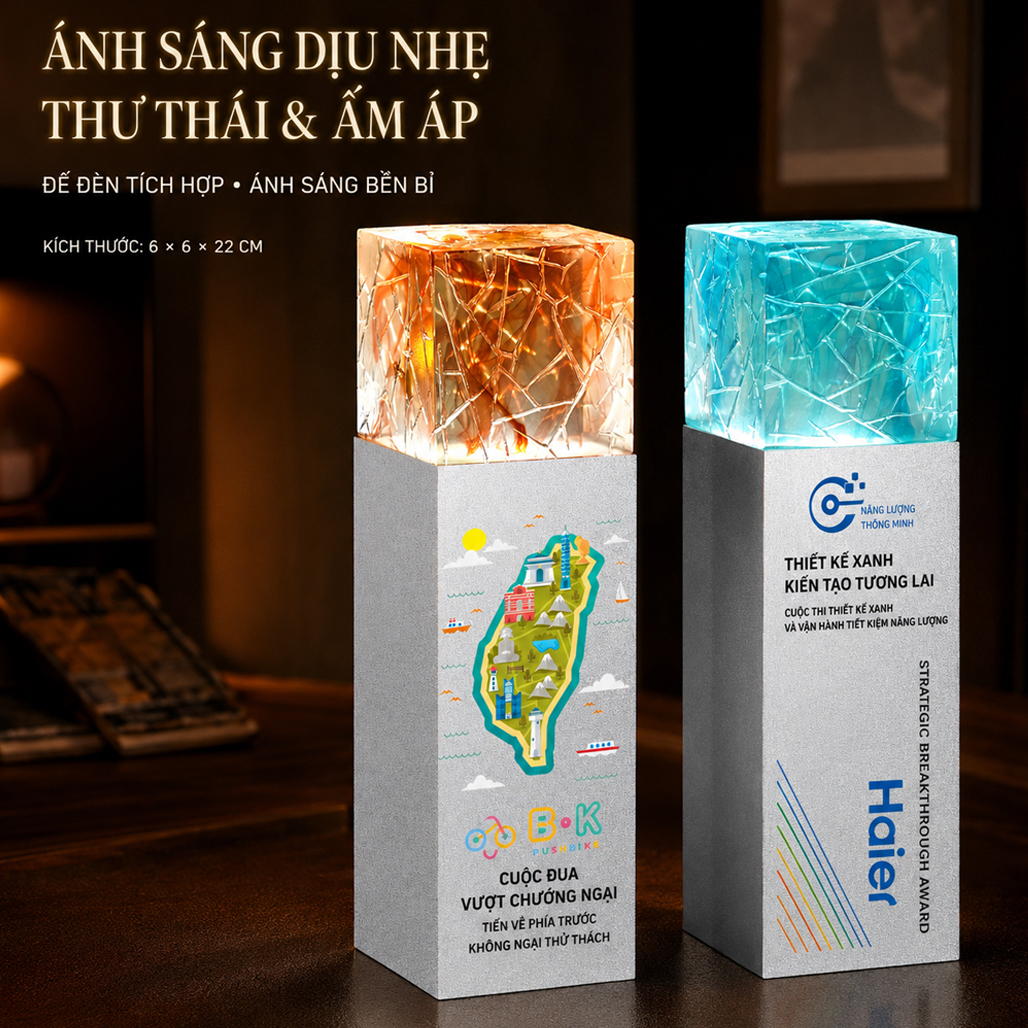 Cúp Pha Lê Đa Sắc Hình Trụ CVD50