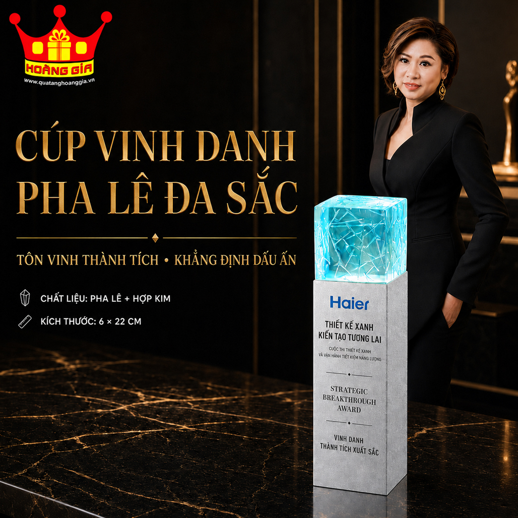 Cúp Pha Lê Đa Sắc Hình Trụ CVD50