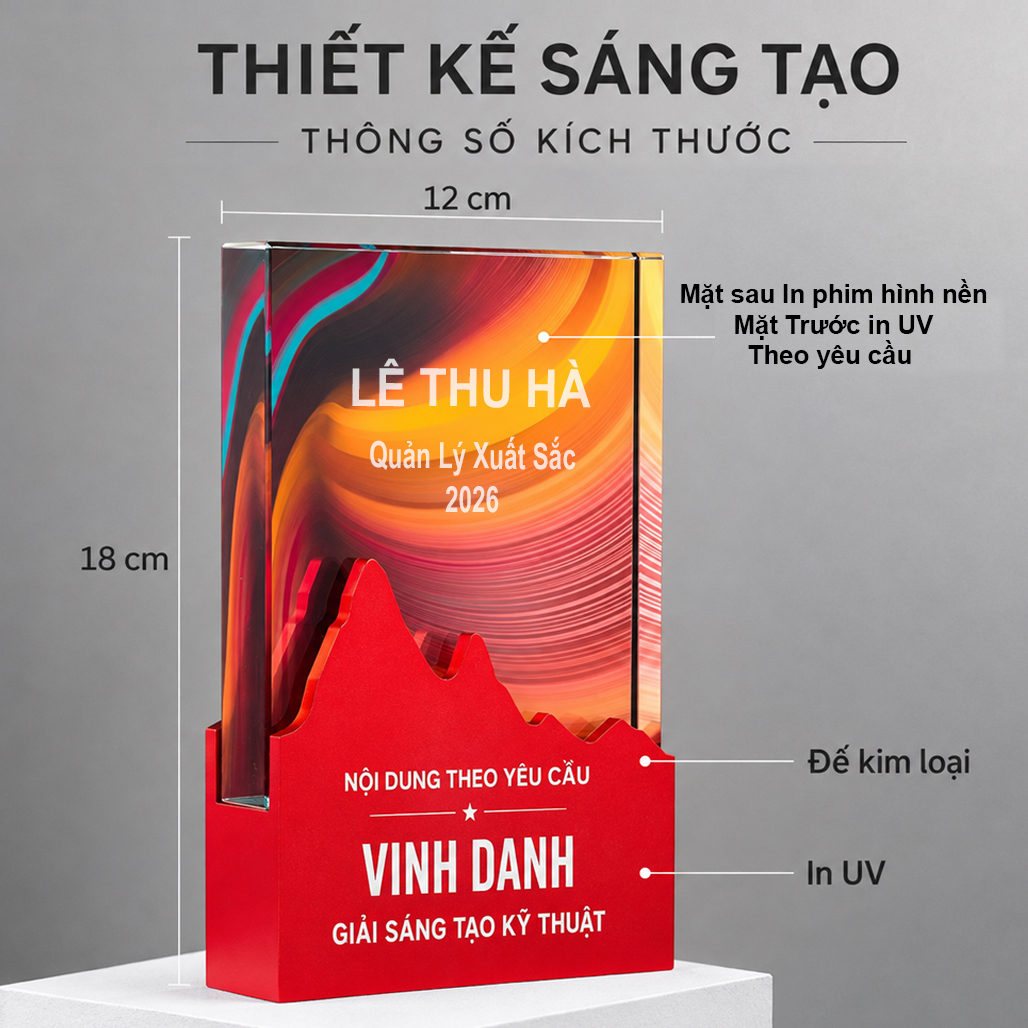 Cúp Pha Lê Đế Hình Ngọn Núi