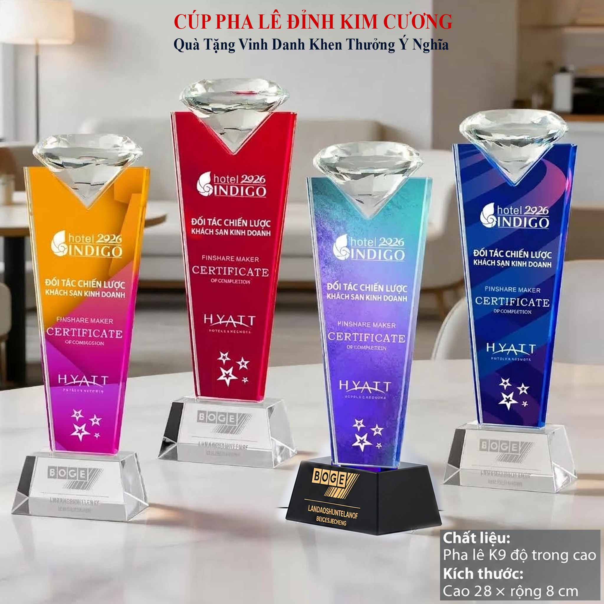 Cúp Pha Lê Kim Cương Cao Cấp CVD26