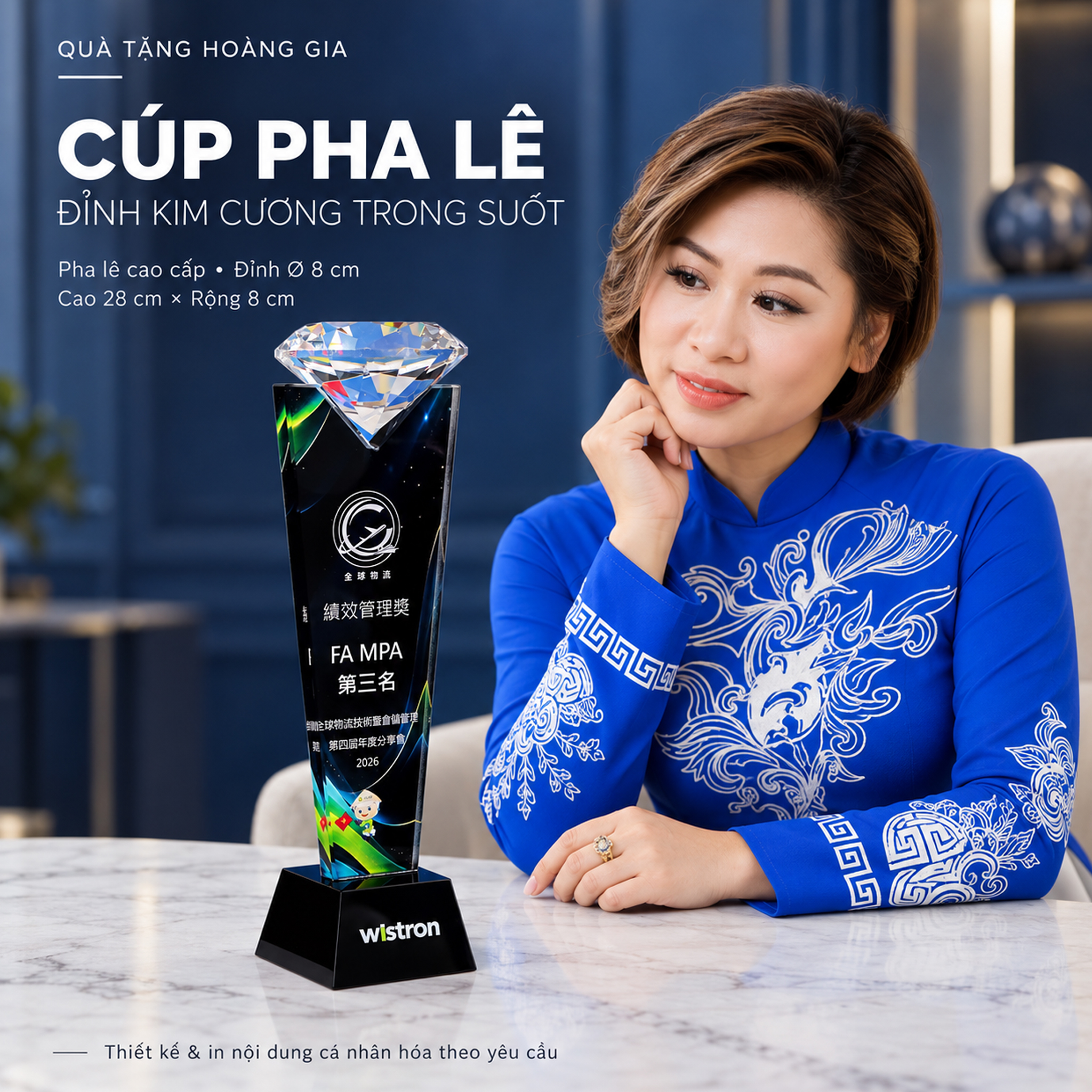 Cúp Pha Lê Kim Cương Cao Cấp CVD26