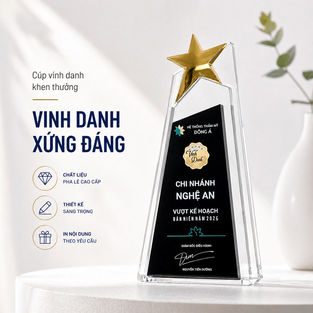 Cup Pha Lê Quà Tặng Vinh Danh Lãnh Đạo Nhà Quả Lý Doanh Nhân Sáng Trọng Và Ý Nghĩa