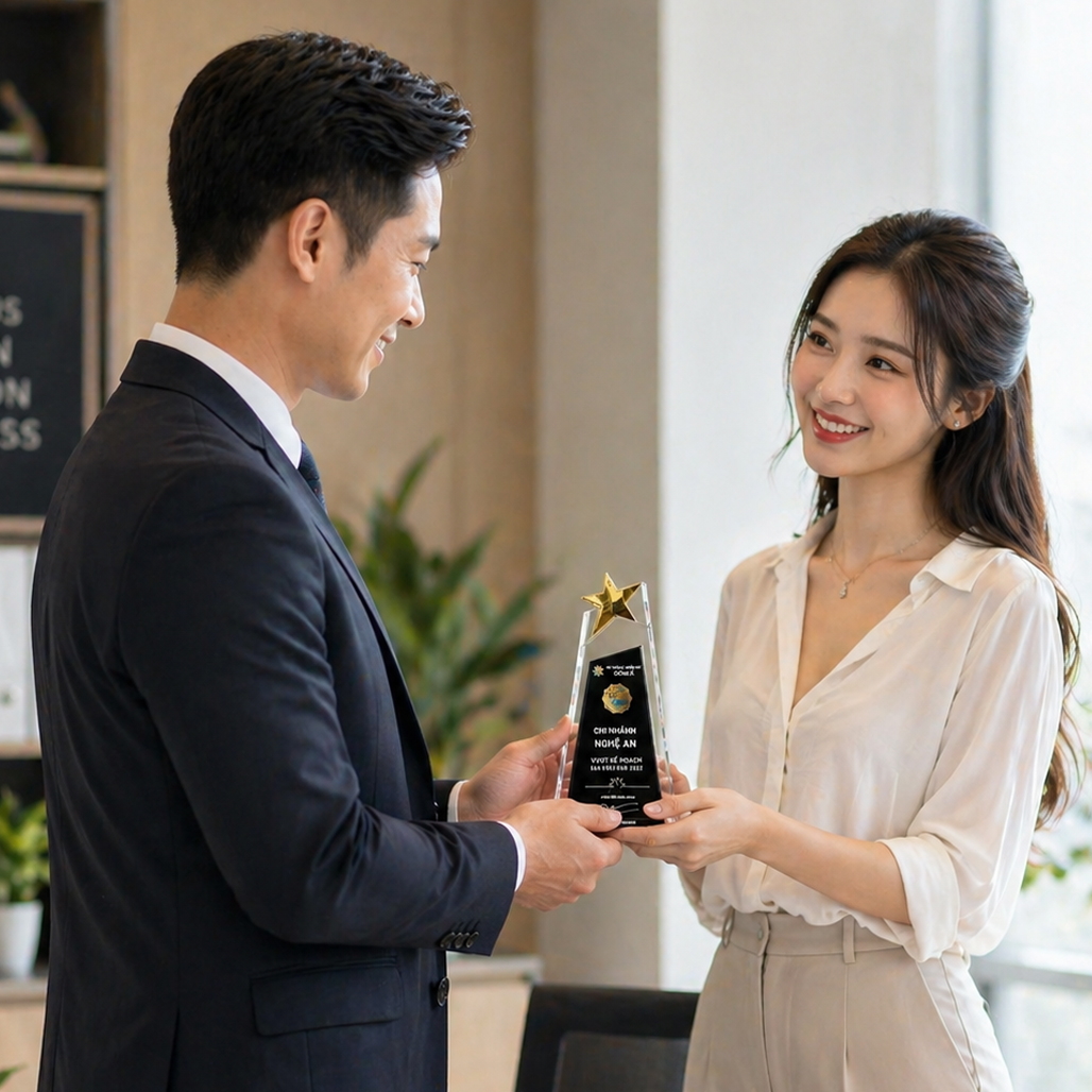 Cup Pha Lê Quà Tặng Vinh Danh Lãnh Đạo Nhà Quả Lý Doanh Nhân Sáng Trọng Và Ý Nghĩa