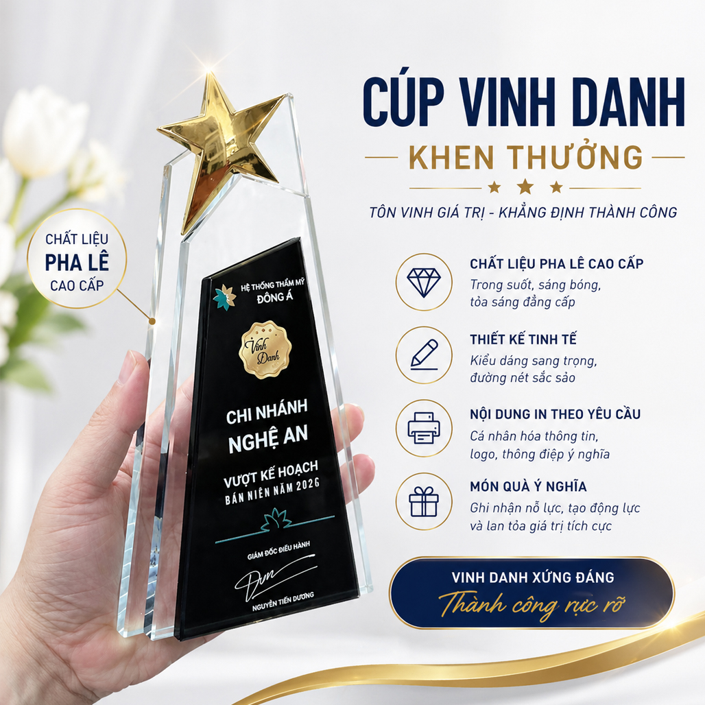 Cup Pha Lê Quà Tặng Vinh Danh Lãnh Đạo Nhà Quả Lý Doanh Nhân Sáng Trọng Và Ý Nghĩa