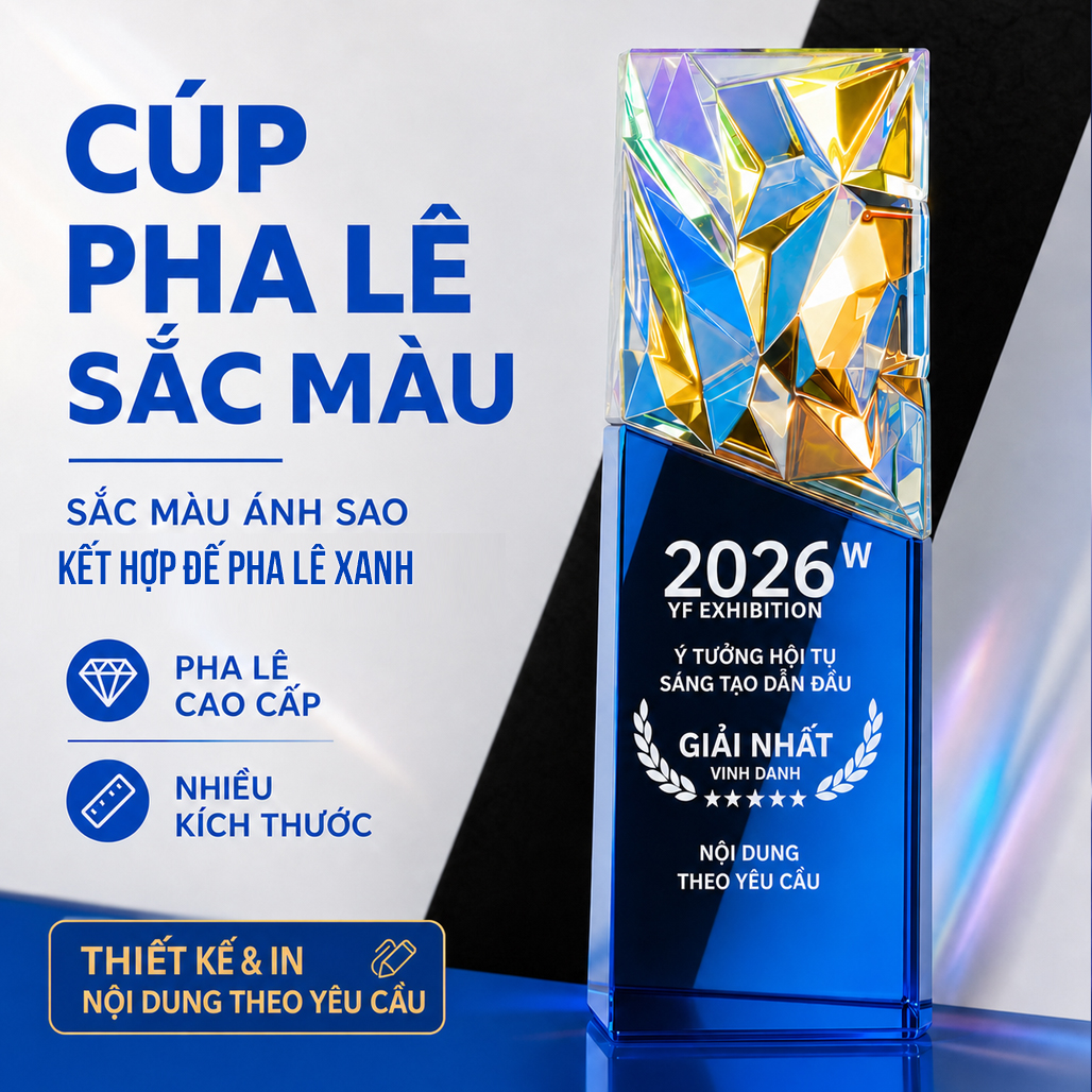 Cúp Vinh Danh Pha Lê Sắc Mầu Đế Đỏ