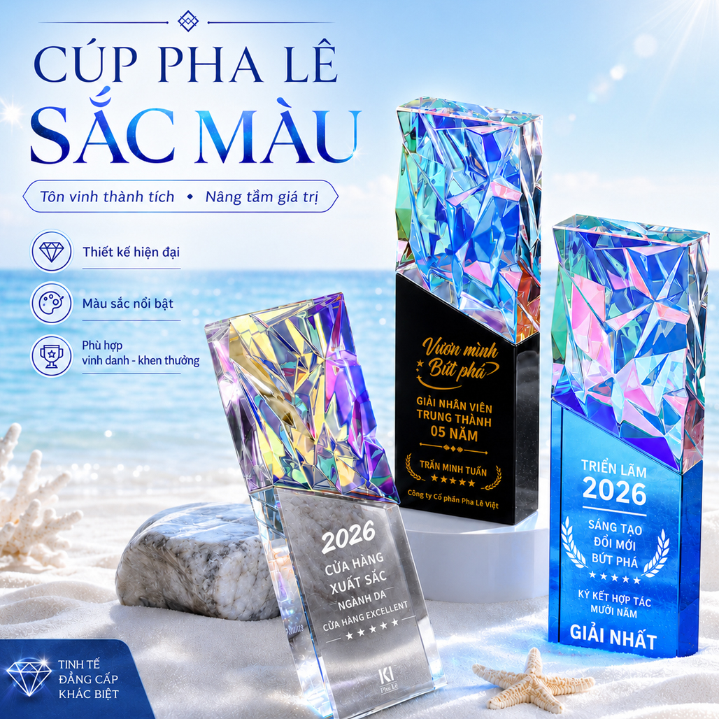 Cúp Vinh Danh Pha Lê Sắc Mầu Đế Trong Suốt