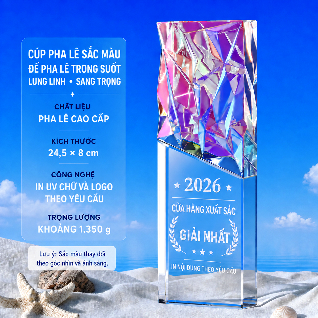 Cúp Vinh Danh Pha Lê Sắc Mầu Đế Trong Suốt