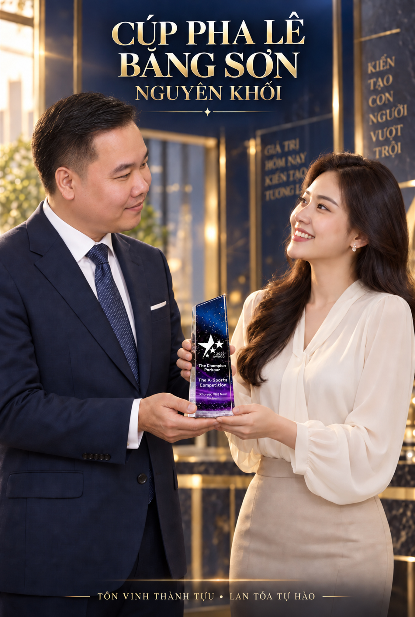 Cúp Vinh Danh Pha Lê Nguyên Khối CVD28