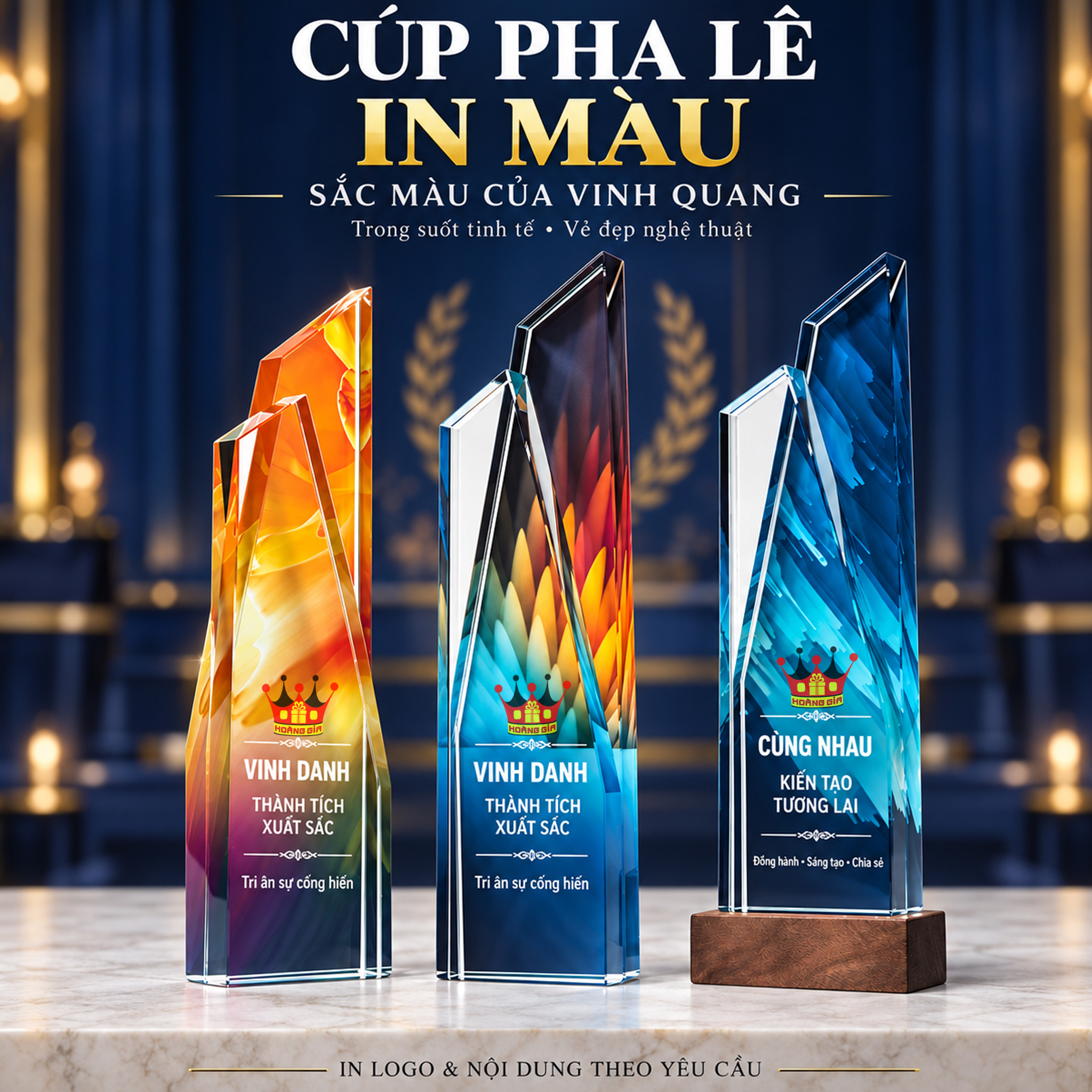 Cúp Pha Lê Vinh Danh Trụ In Màu CVD39