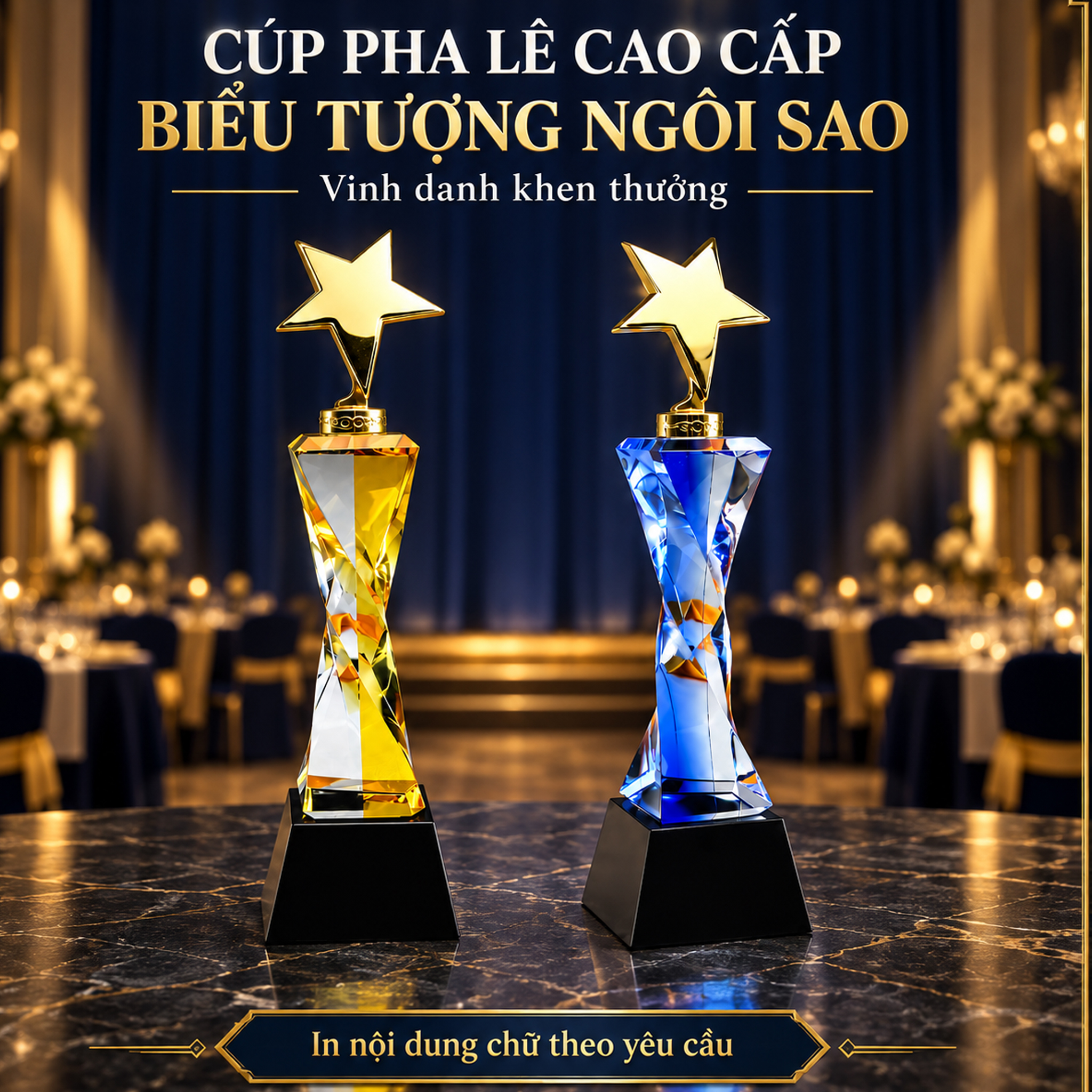 Cúp pha lê ngôi sao cao cấp CVD27
