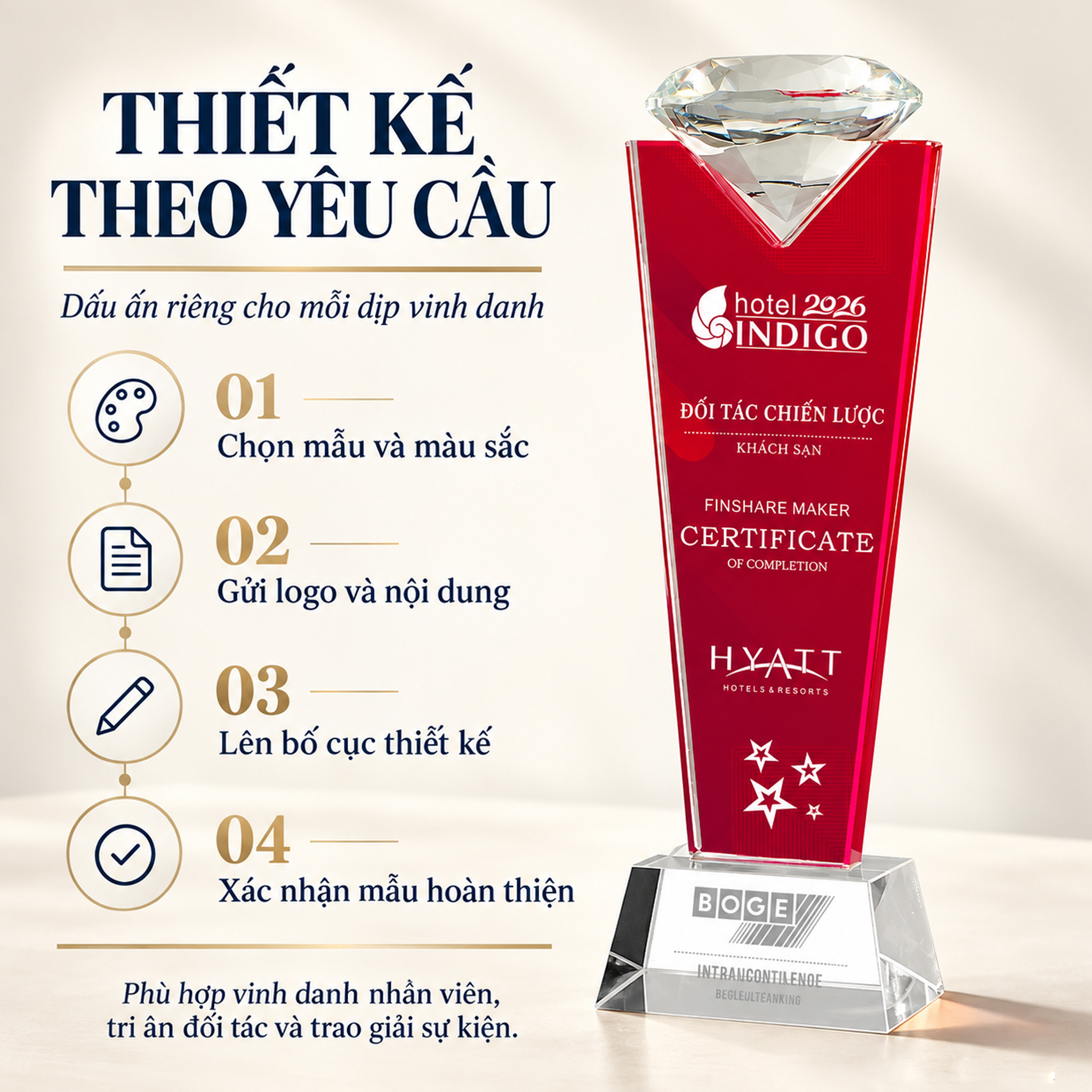 Cúp Pha Lê Kim Cương Cao Cấp CVD26