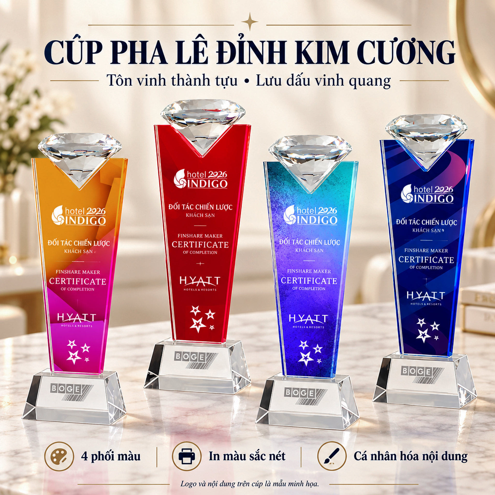 Cúp Pha Lê Kim Cương Cao Cấp CVD26
