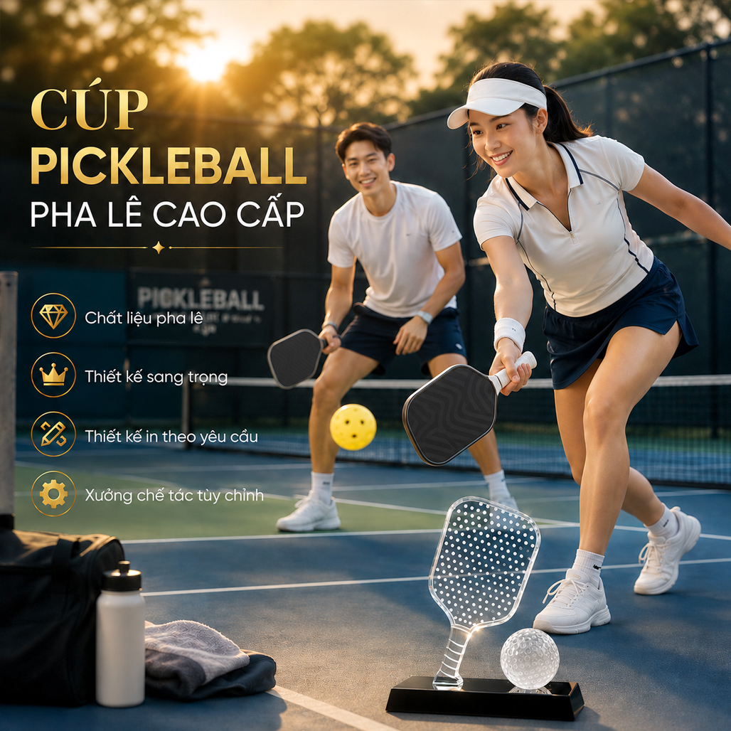 Cúp pickleball pha lê 10