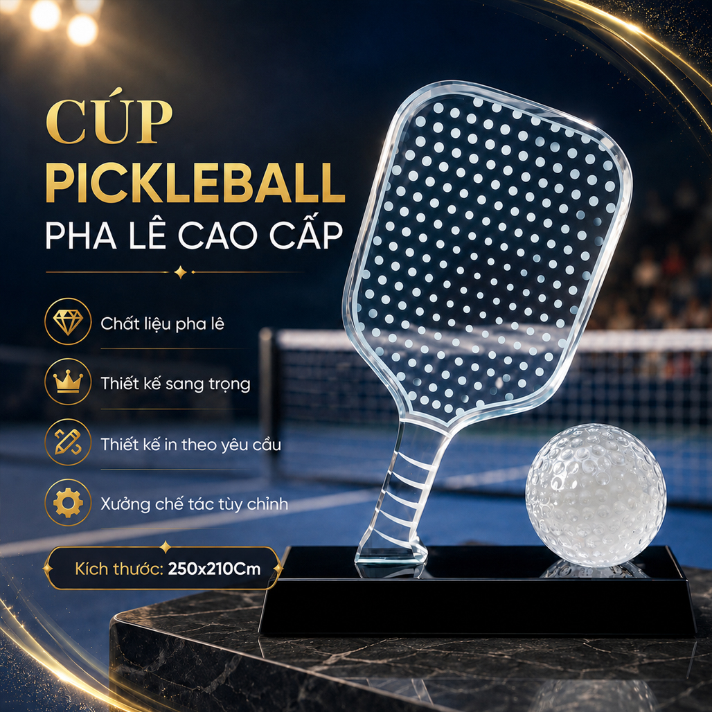 Cúp pickleball pha lê 10