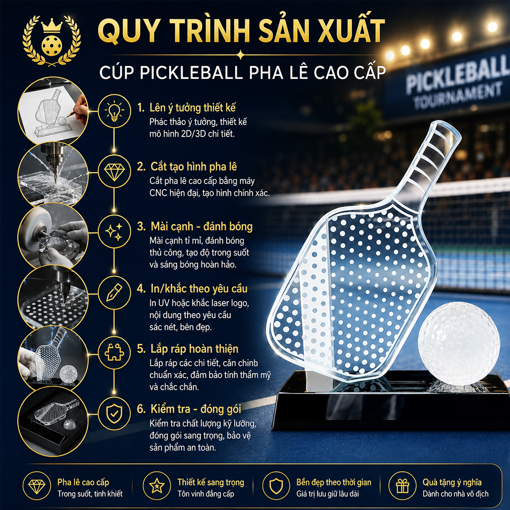 Cúp pickleball pha lê 11