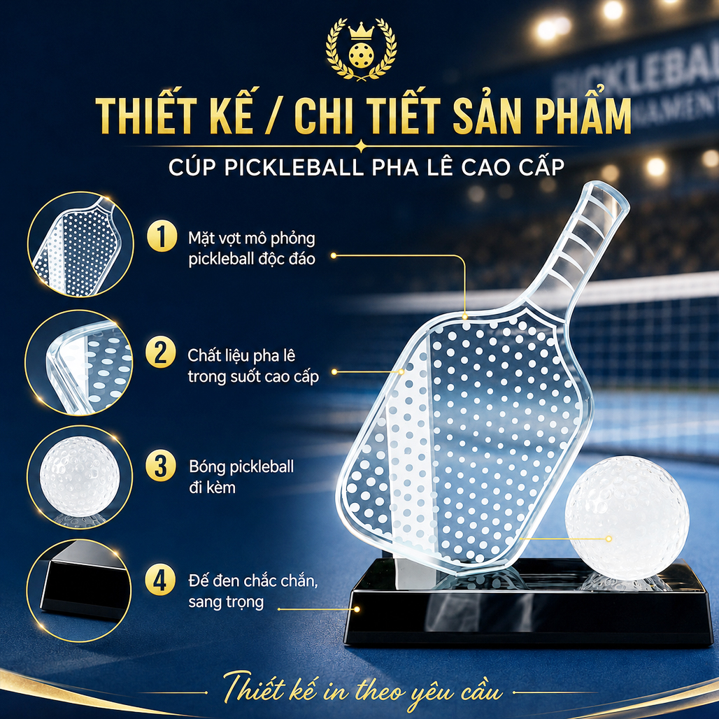 Cúp pickleball pha lê 11