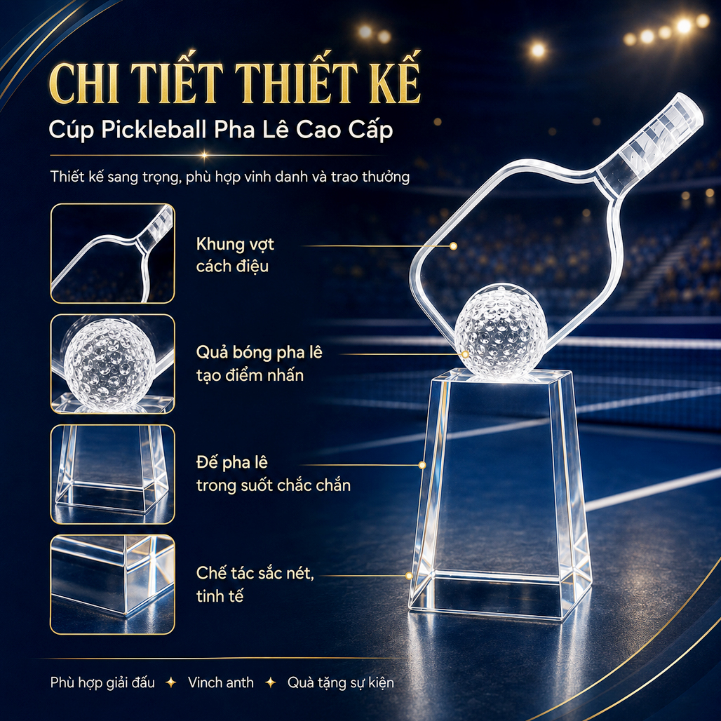 Cúp pickleball pha lê 12